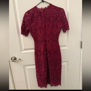 Lulu's Burgundy Lace Long Sleeve Dress